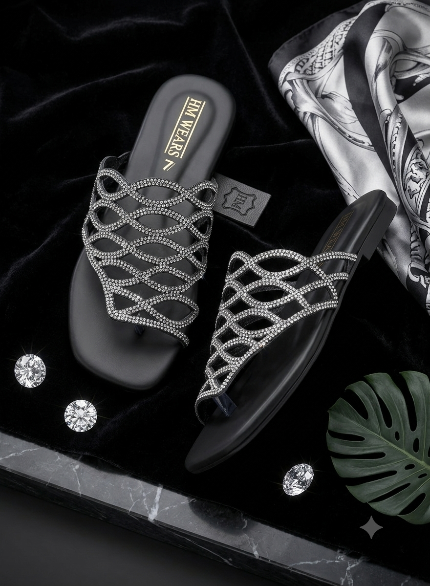 BLACK FANCY WOMEN CHAPPAL HM-102