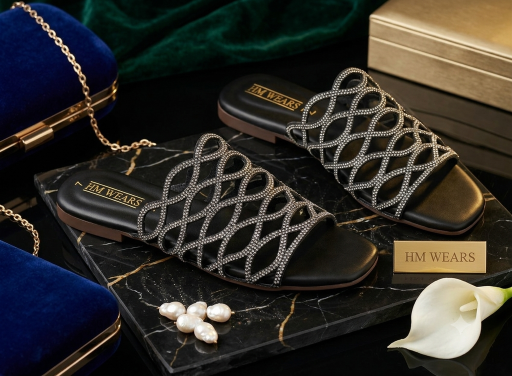 BLACK FANCY WOMEN CHAPPAL HM-102