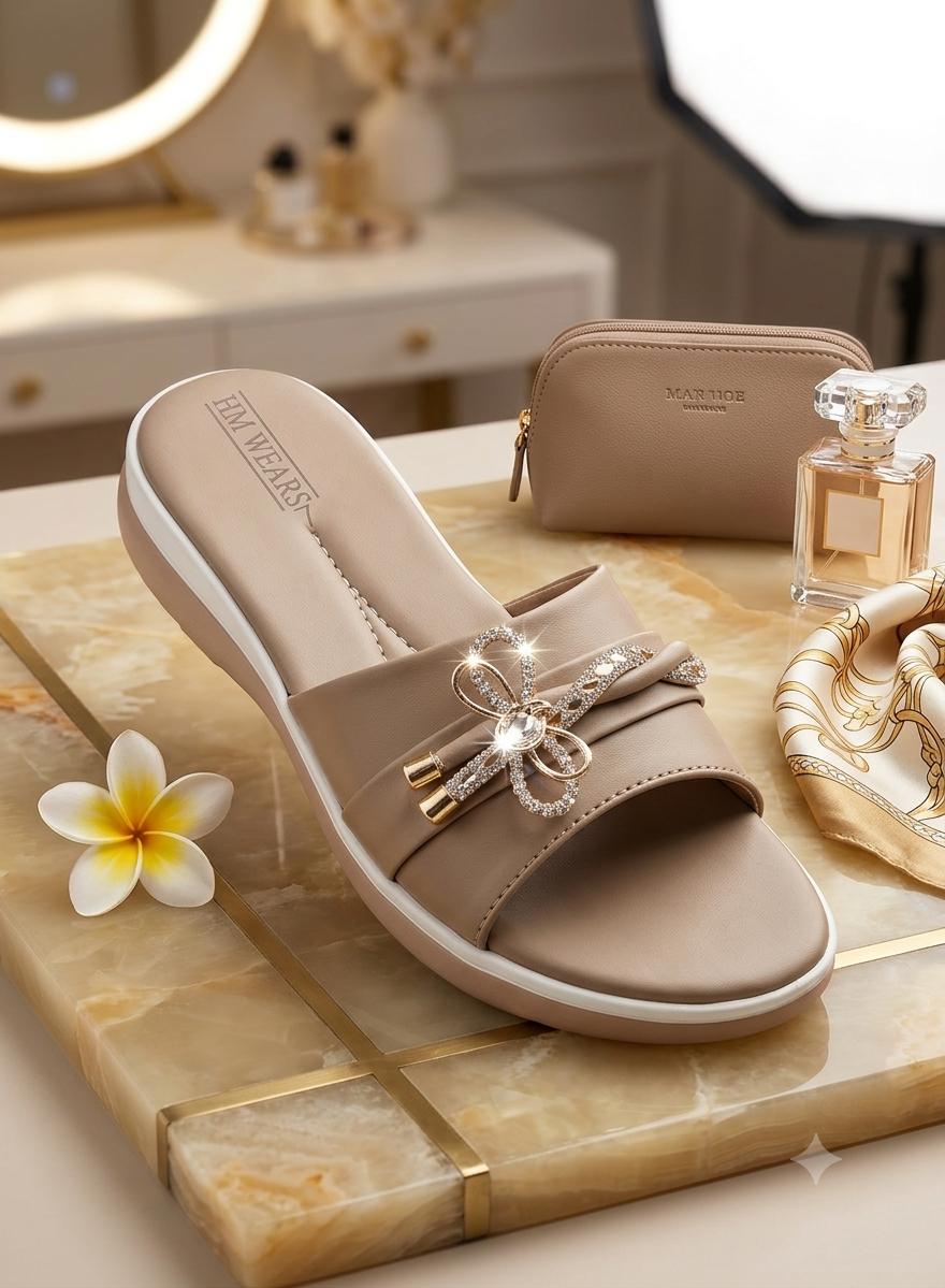 BEIGE FORMAL SLIPPER FOR WOMEN HM-103