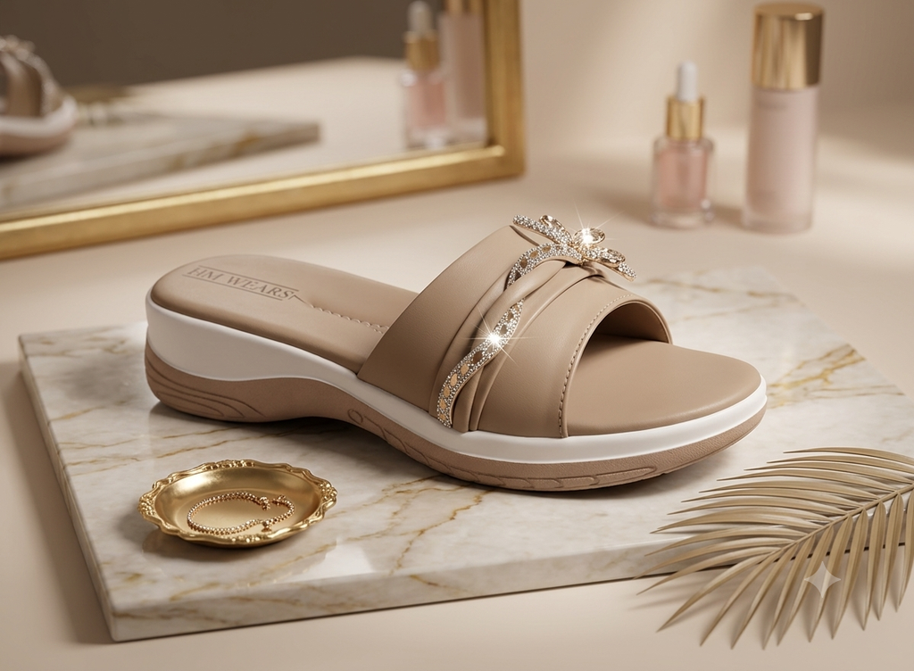 BEIGE FORMAL SLIPPER FOR WOMEN HM-103