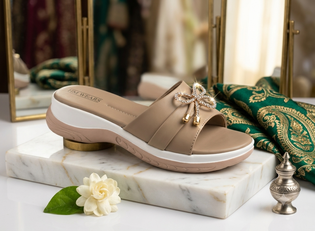 BEIGE FORMAL SLIPPER FOR WOMEN HM-103
