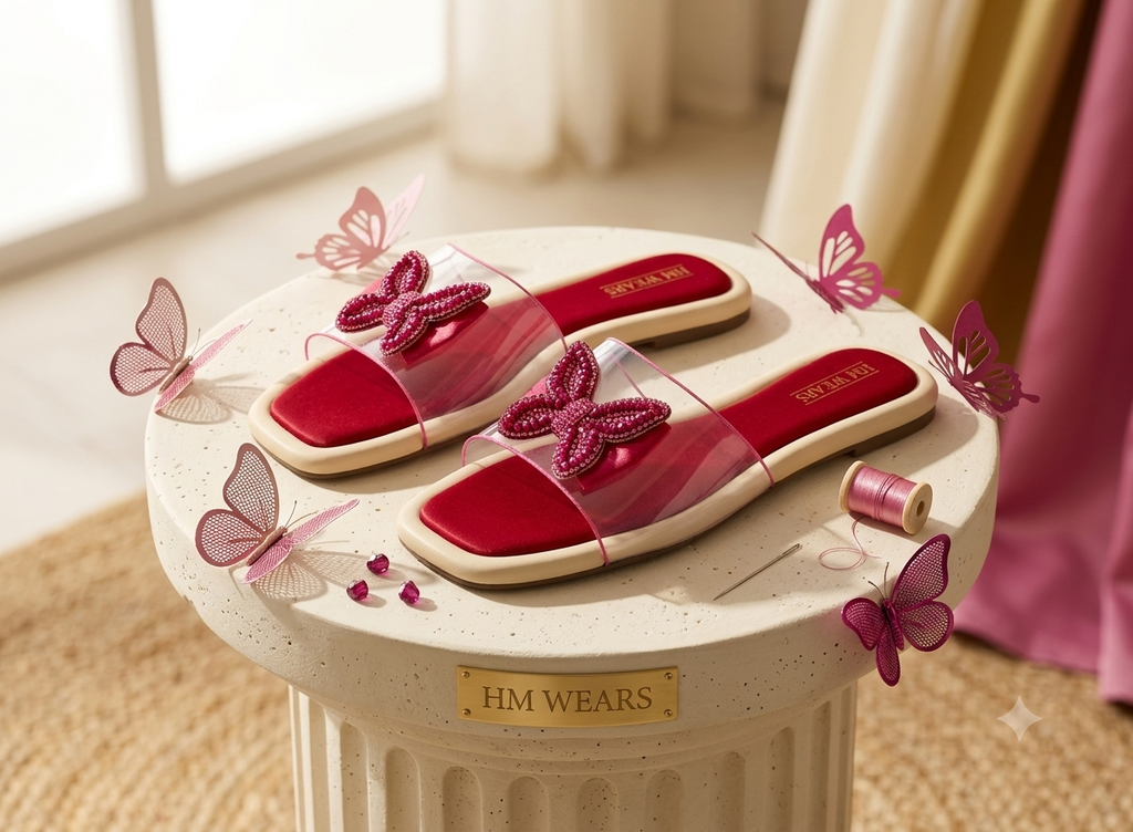 RED CASUAL WOMEN SLIPPERS   HM-106