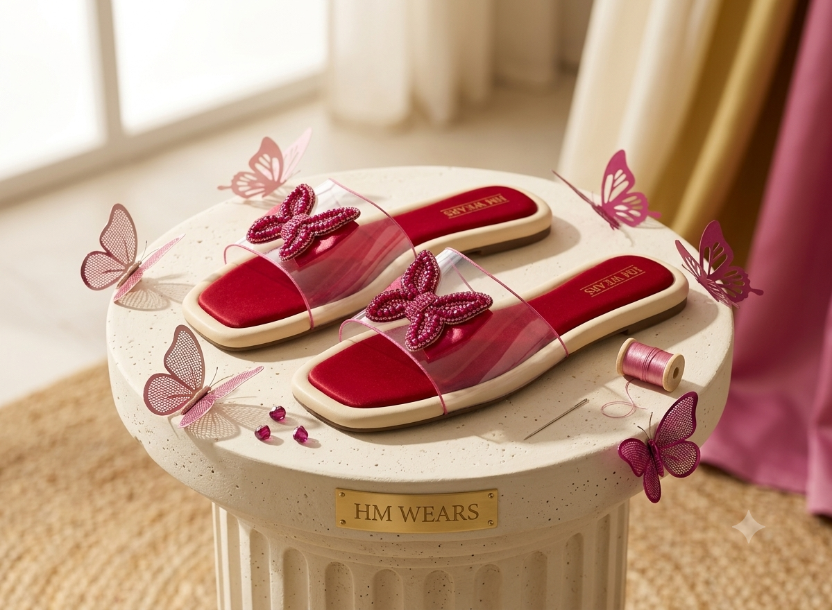 RED CASUAL WOMEN SLIPPERS   HM-106