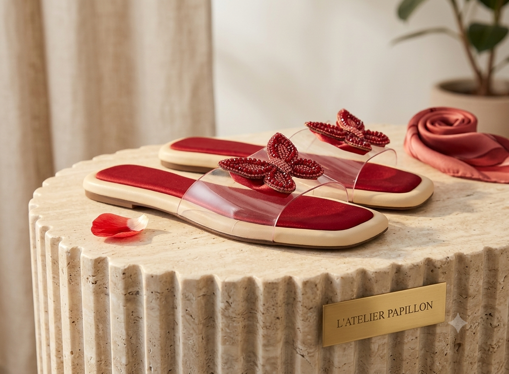 RED CASUAL WOMEN SLIPPERS   HM-106