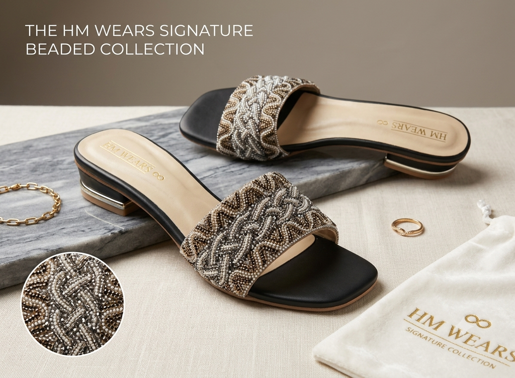 BLACK FANCY WOMEN SLIPPERS  HM-107