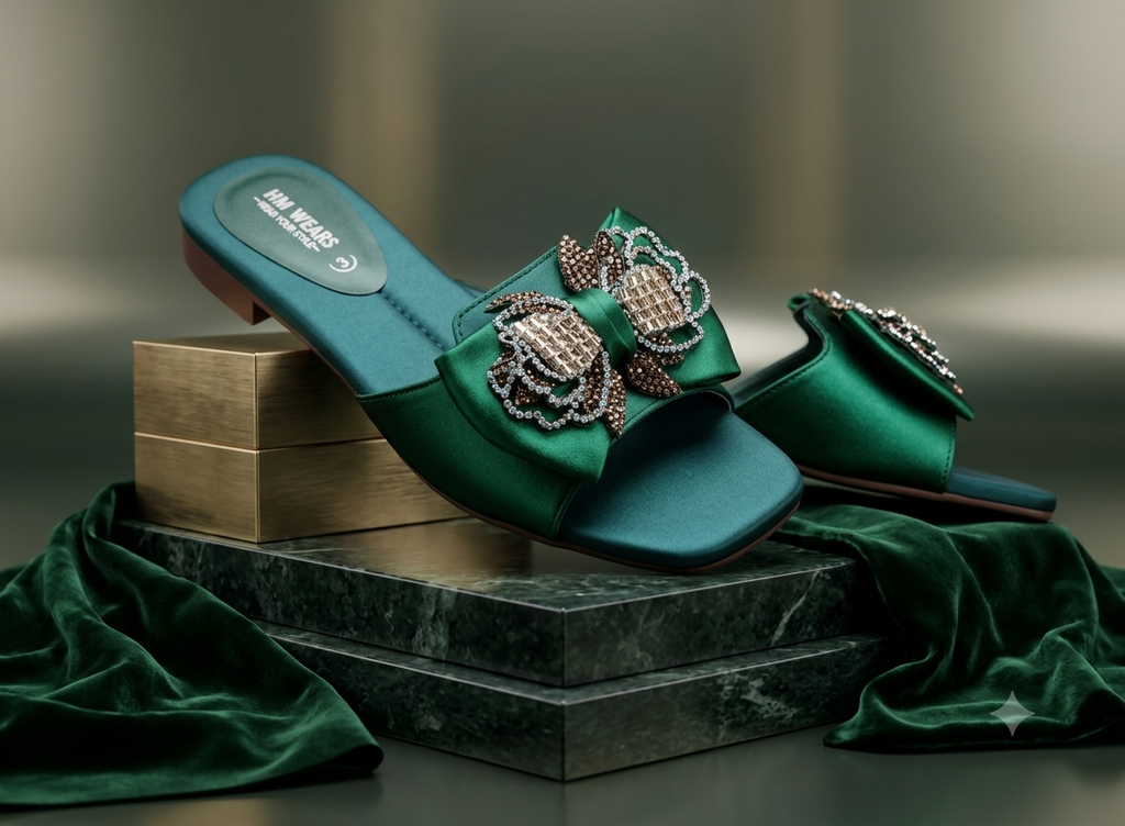 GREEN FLAT WOMEN SLIPPERS HM-109
