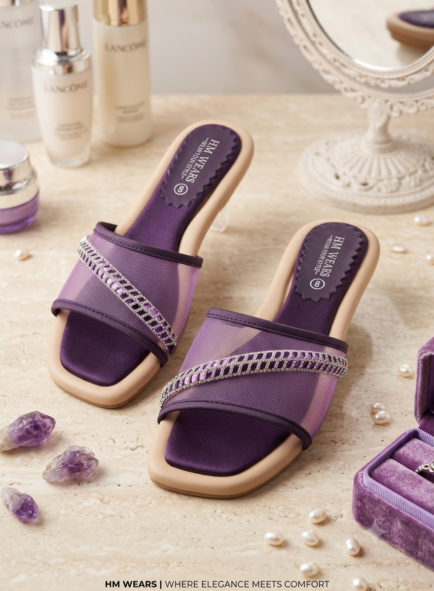 PURPLE FLAT WOMEN JALI SLIPPER  HM-110