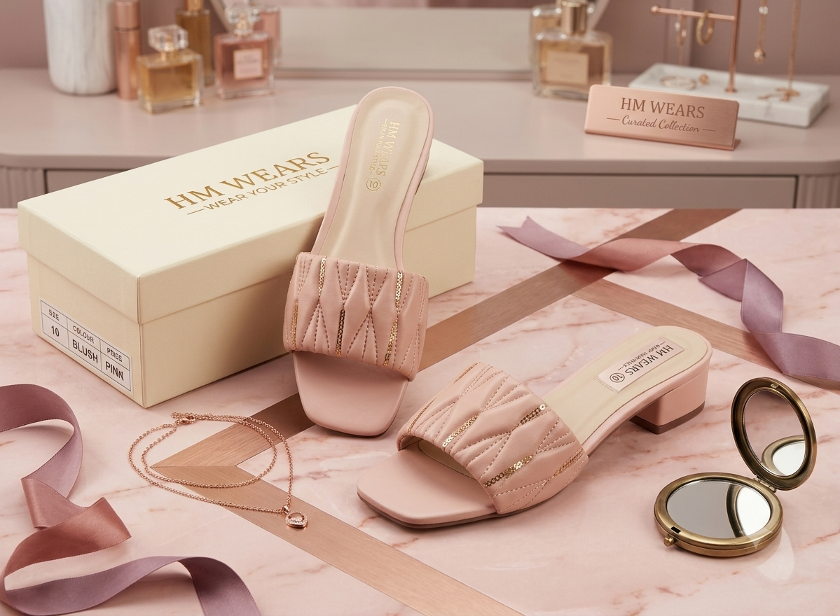 PINK FORMAL SLIPPERS FOR LADIES HM-111