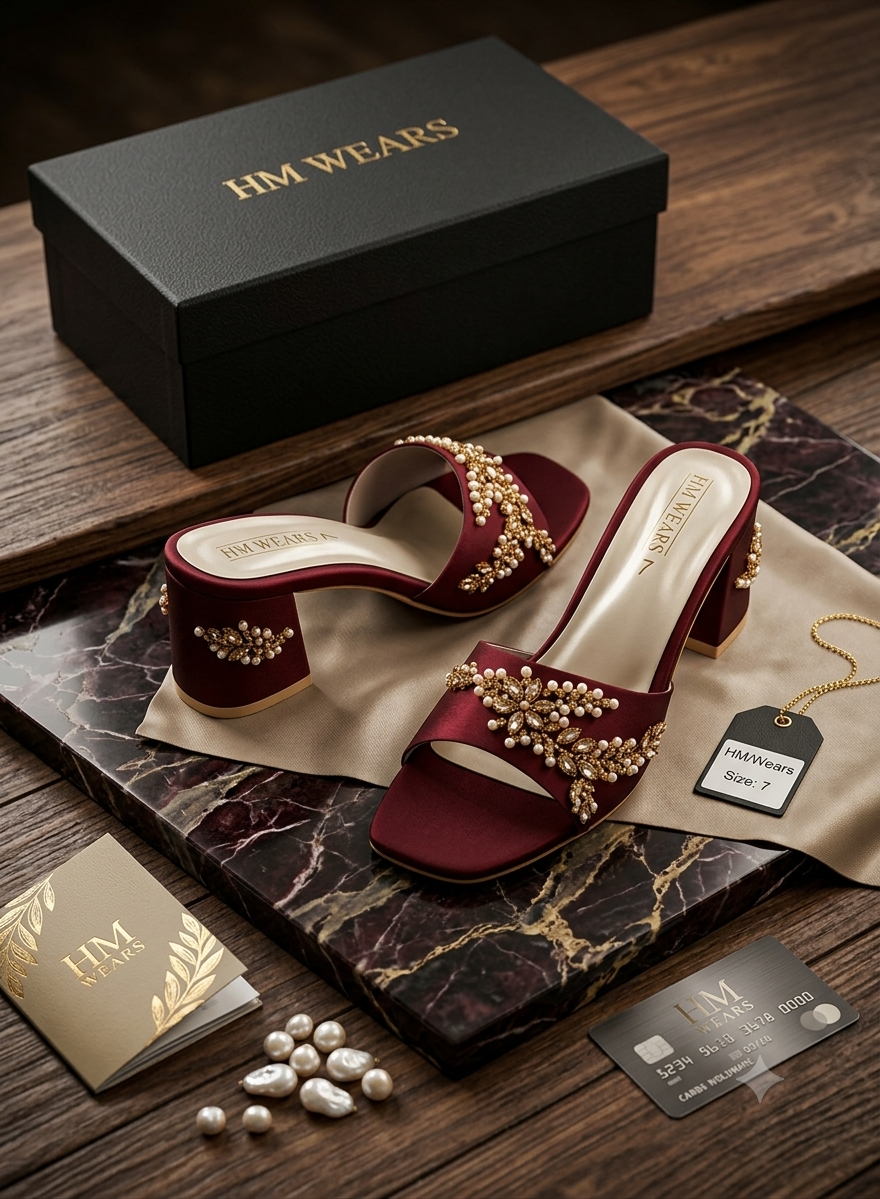 MAROON FANCY HEEL LADIES  HM-116