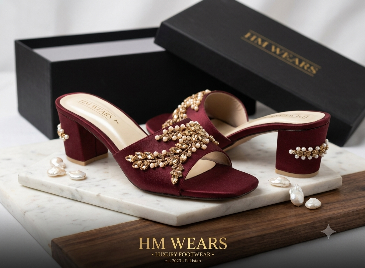 MAROON FANCY HEEL LADIES  HM-116
