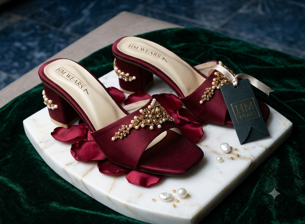 MAROON FANCY HEEL LADIES  HM-116
