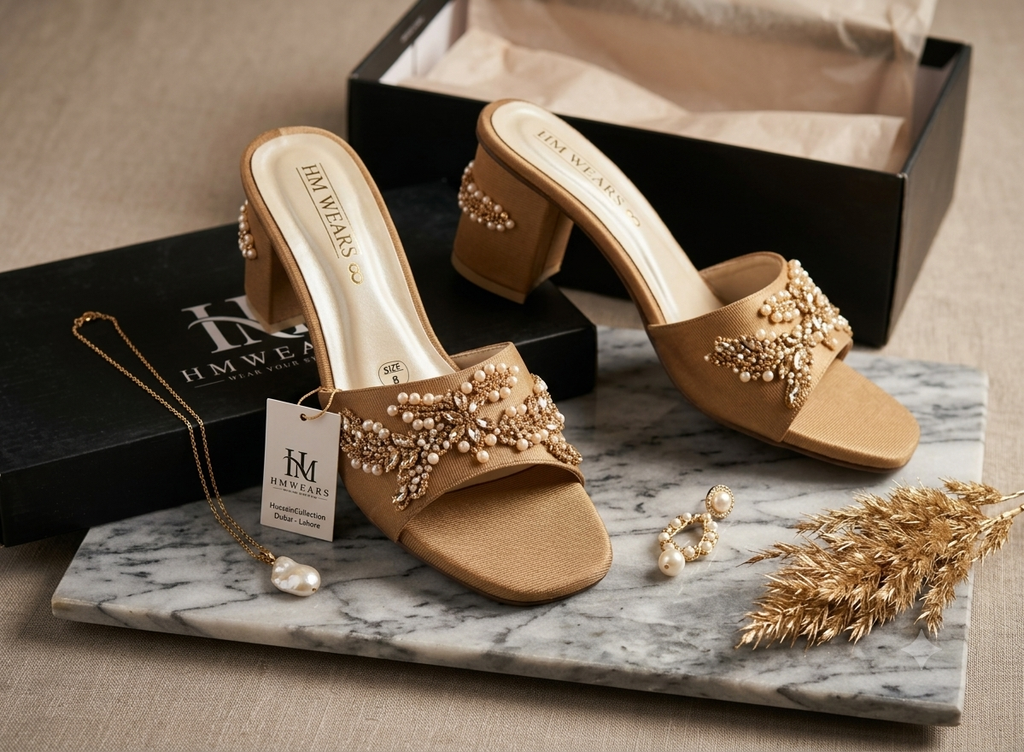 BEIGE FANCY HEEL LADIES HM-117