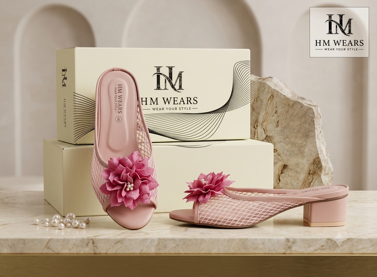 PINK JALI HEEL SLIPPER LADIES HM-119