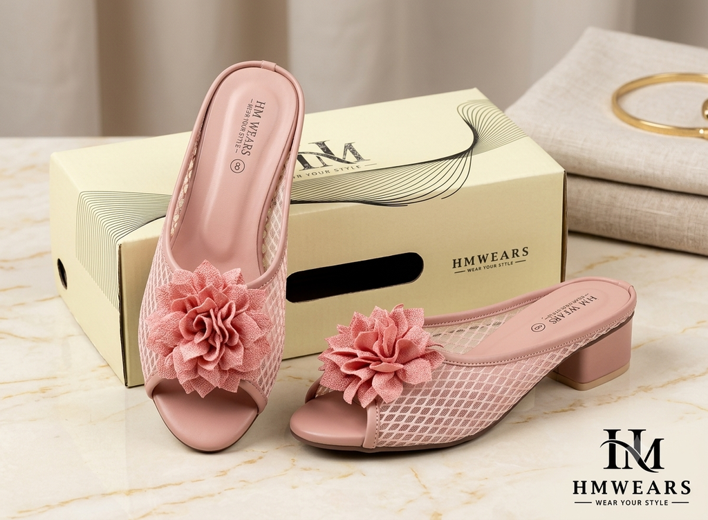 PINK JALI HEEL SLIPPER LADIES HM-119