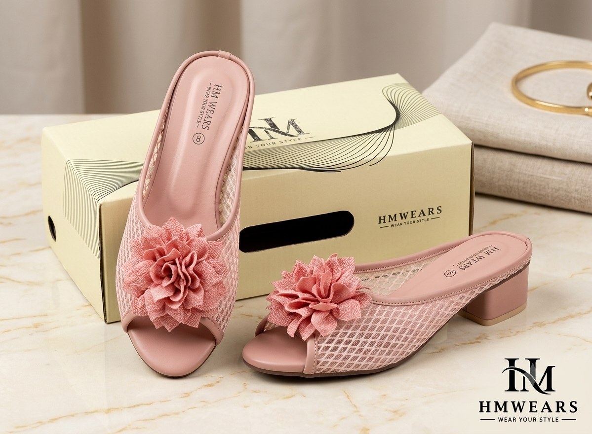 PINK JALI HEEL SLIPPER LADIES HM-119