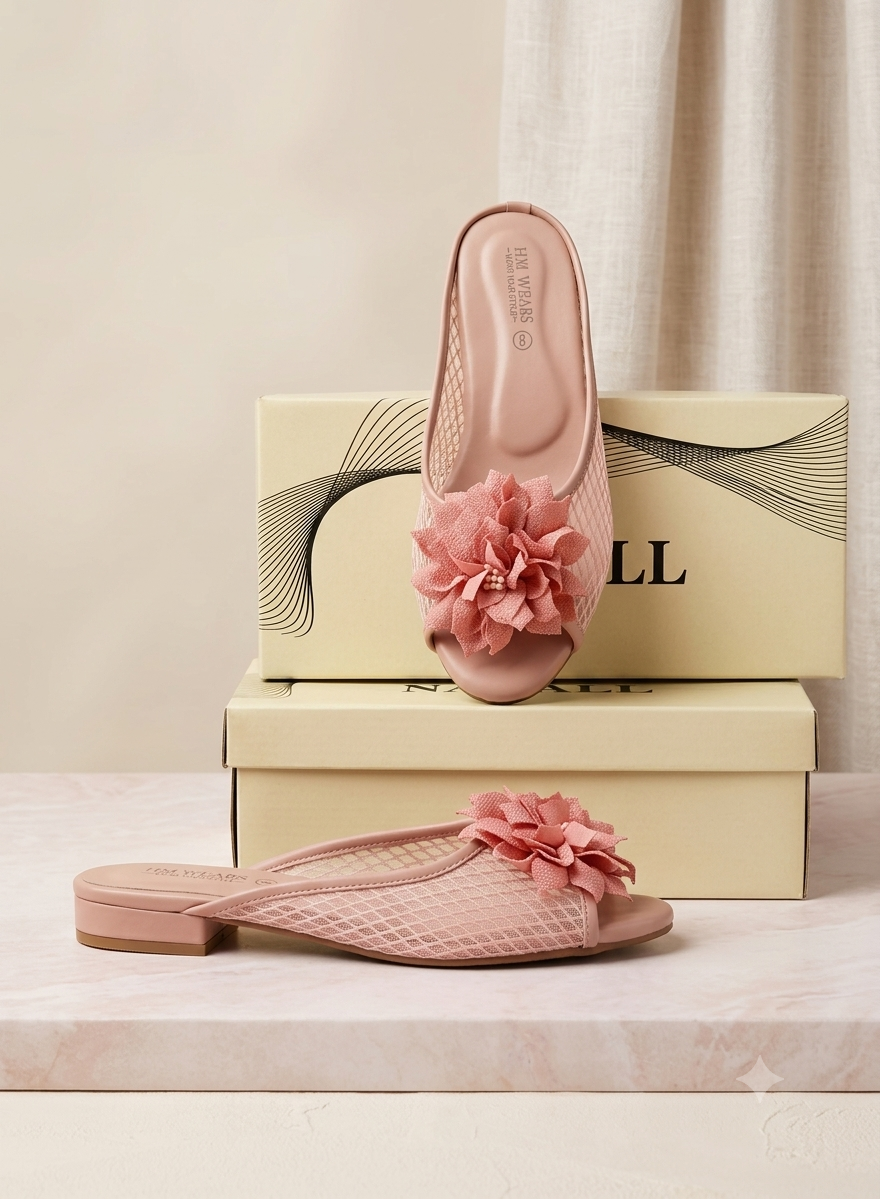 PINK JALI HEEL SLIPPER LADIES HM-119