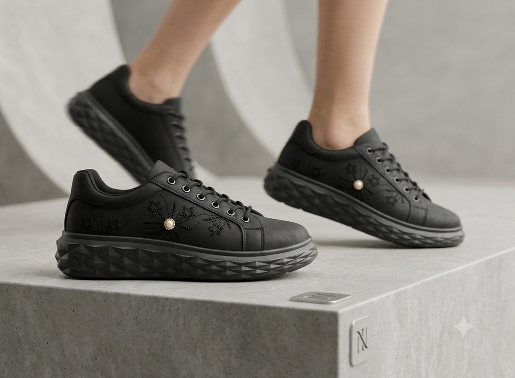 BLACK CASUAL LADIES' SNEAKER   HWY-510