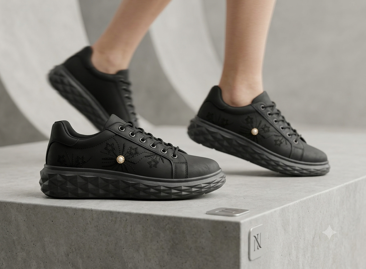 BLACK CASUAL LADIES' SNEAKER   HWY-510