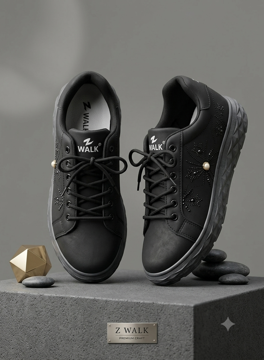 BLACK CASUAL LADIES' SNEAKER   HWY-510