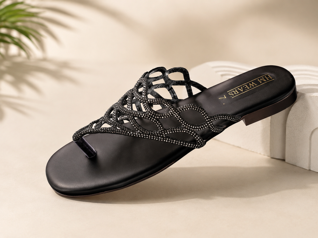 BLACK FANCY WOMEN CHAPPAL HM-102